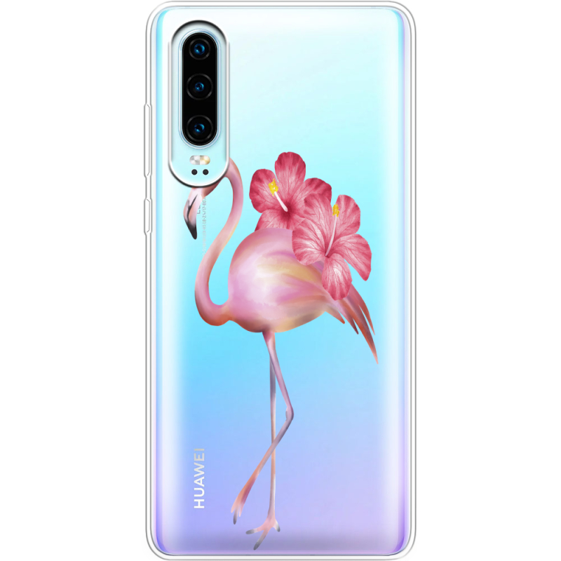 Прозрачный чехол Uprint Huawei P30 Floral Flamingo