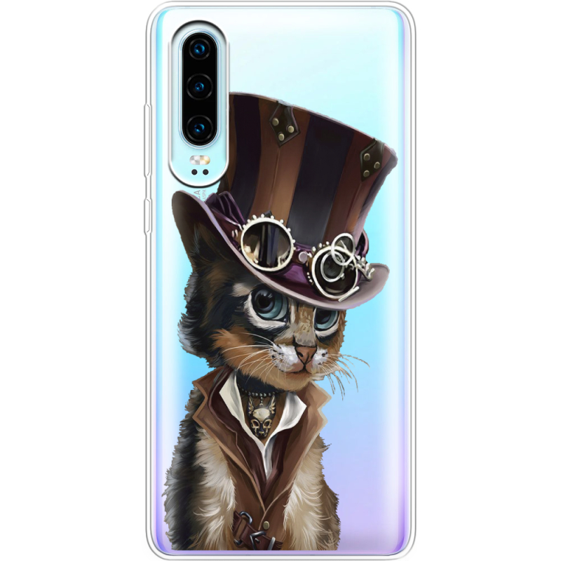 Прозрачный чехол Uprint Huawei P30 Steampunk Cat