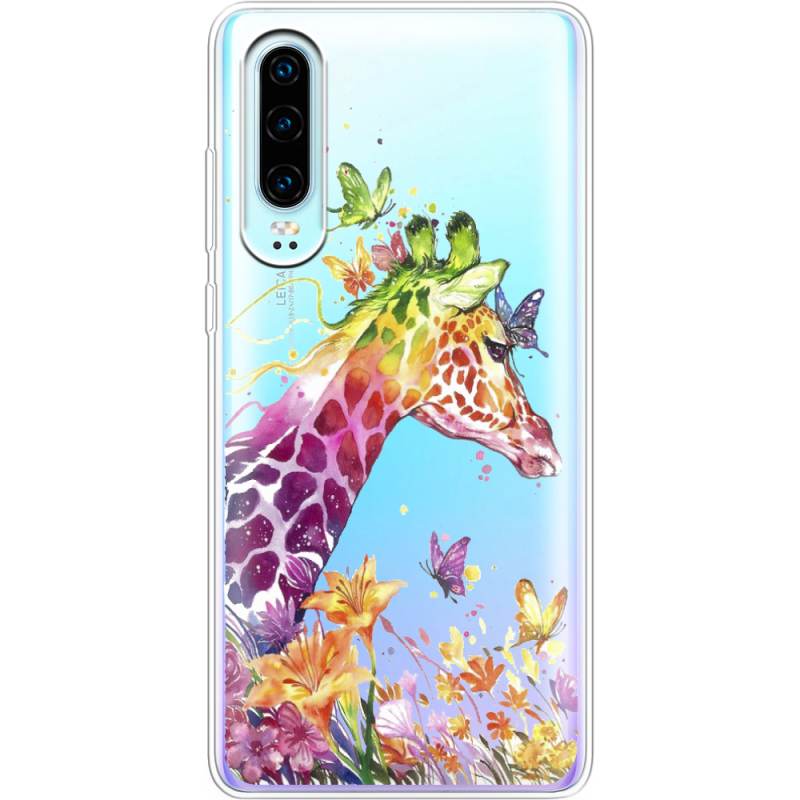 Прозрачный чехол Uprint Huawei P30 Colorful Giraffe