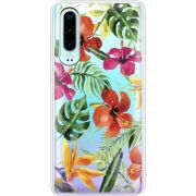 Прозрачный чехол Uprint Huawei P30 Tropical Flowers