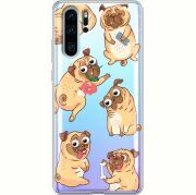 Прозрачный чехол Uprint Huawei P30 Pro с 3D-глазками Pug