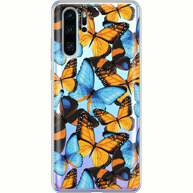 Прозрачный чехол Uprint Huawei P30 Pro Butterfly Morpho