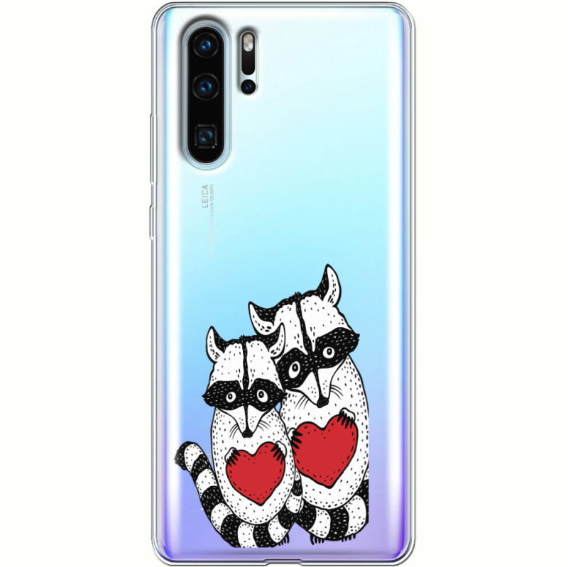 Прозрачный чехол Uprint Huawei P30 Pro Raccoons in love