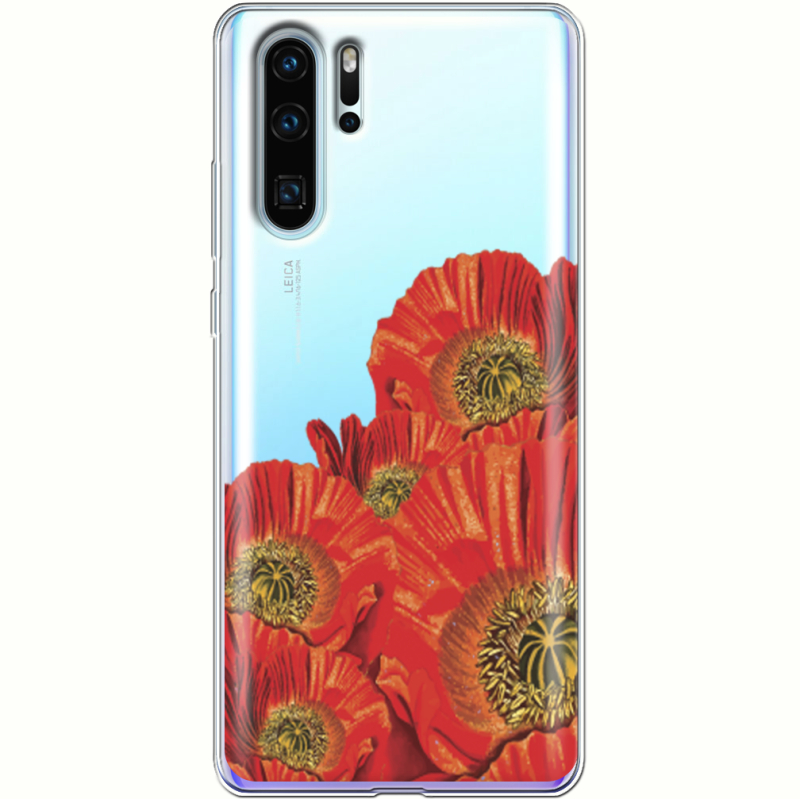 Прозрачный чехол Uprint Huawei P30 Pro Red Poppies