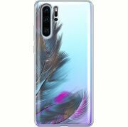 Прозрачный чехол Uprint Huawei P30 Pro Feathers