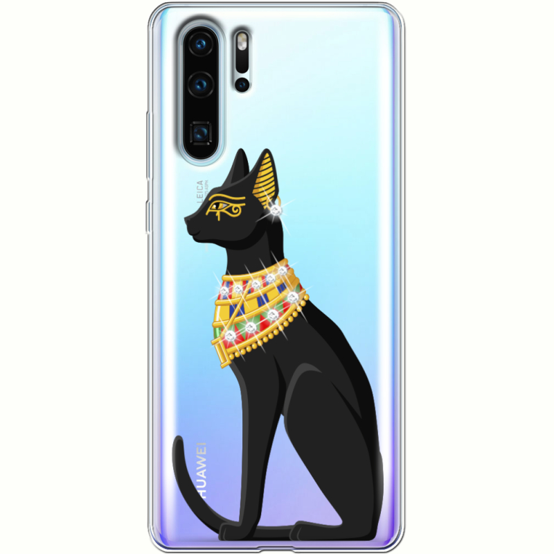 Чехол со стразами Huawei P30 Pro Egipet Cat