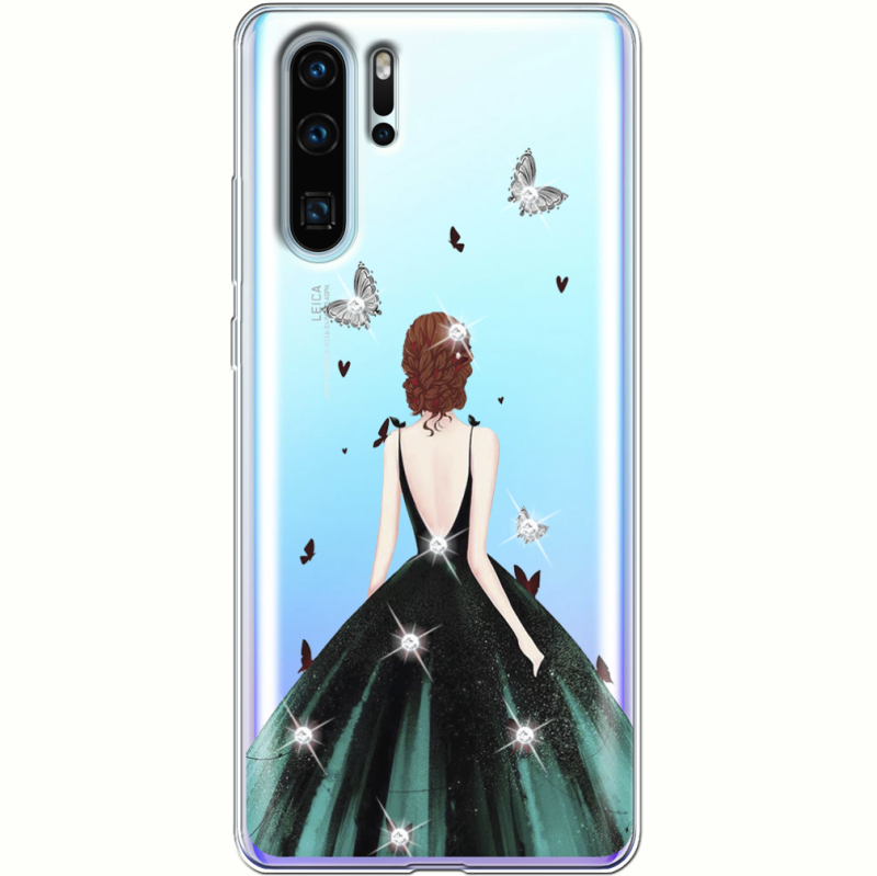 Чехол со стразами Huawei P30 Pro Girl in the green dress