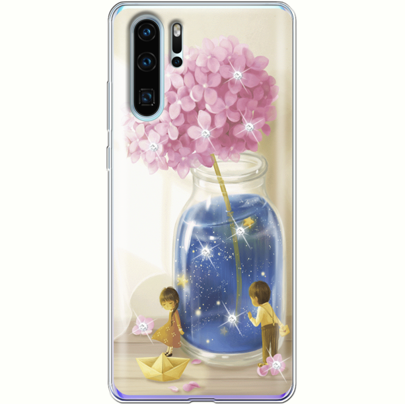 Чехол со стразами Huawei P30 Pro Little Boy and Girl