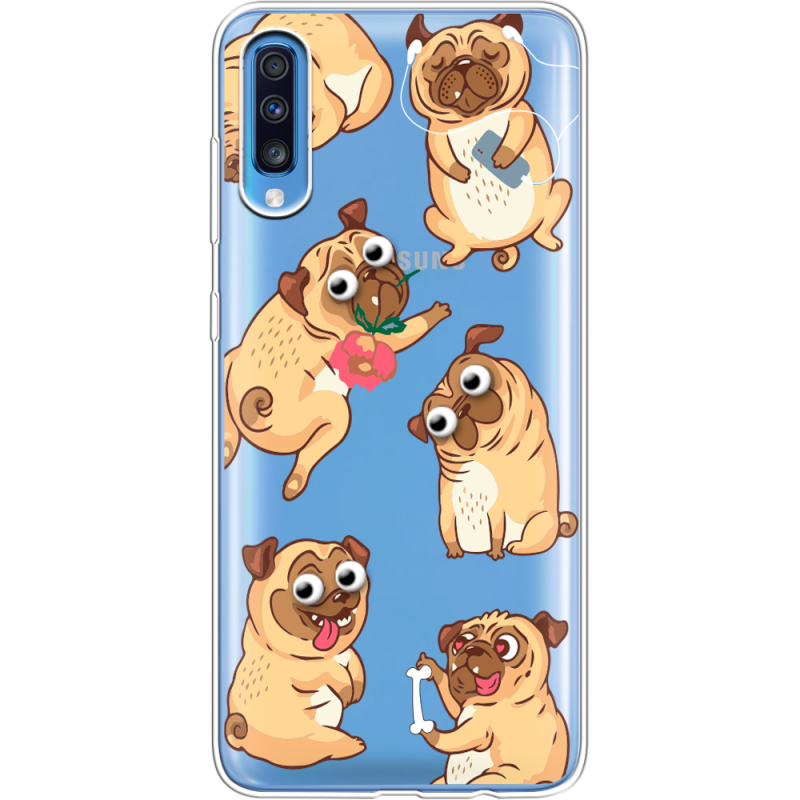 Прозрачный чехол Uprint Samsung A705 Galaxy A70 с 3D-глазками Pug