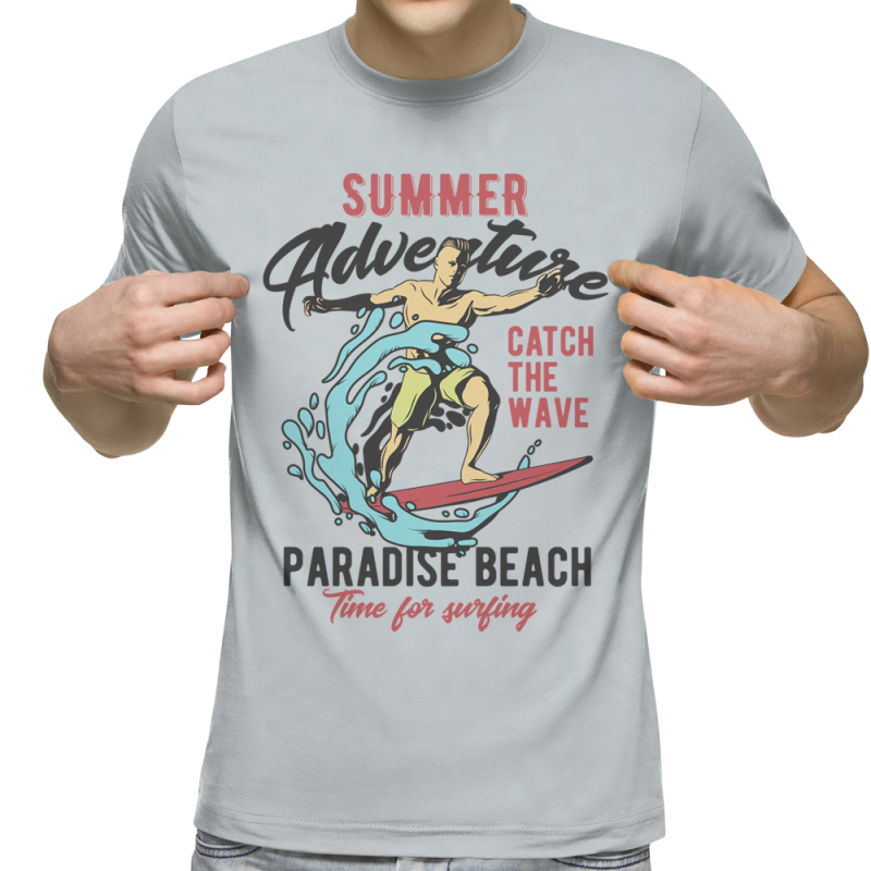 Футболка с принтом светло серая 