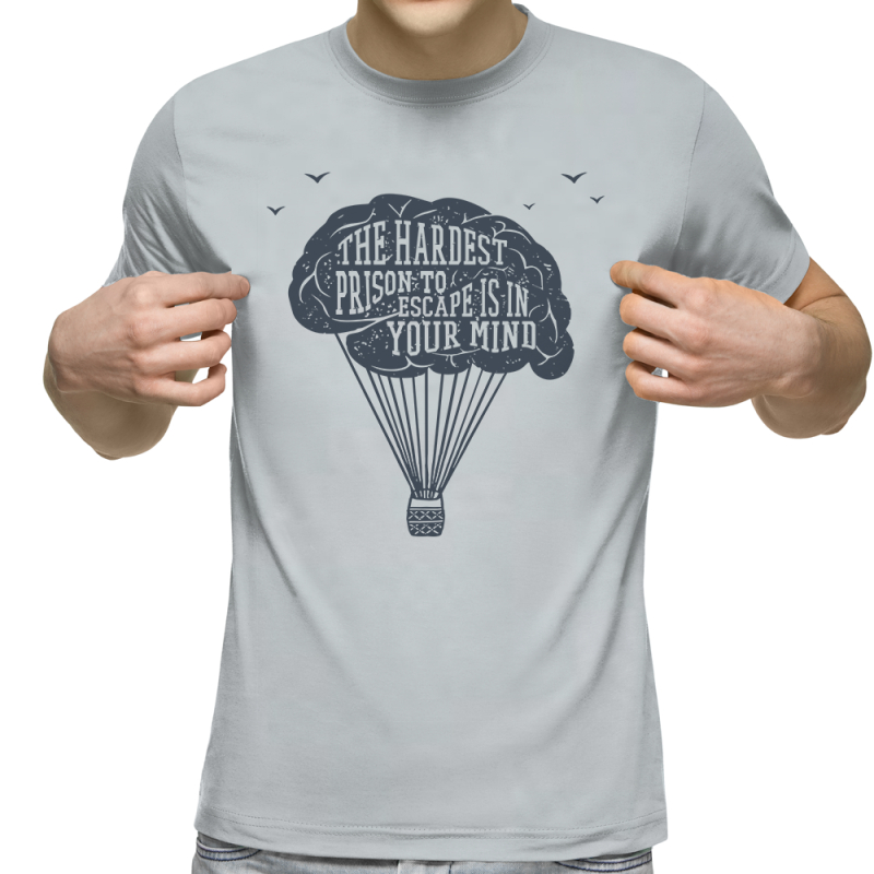 Футболка с принтом светло серая 