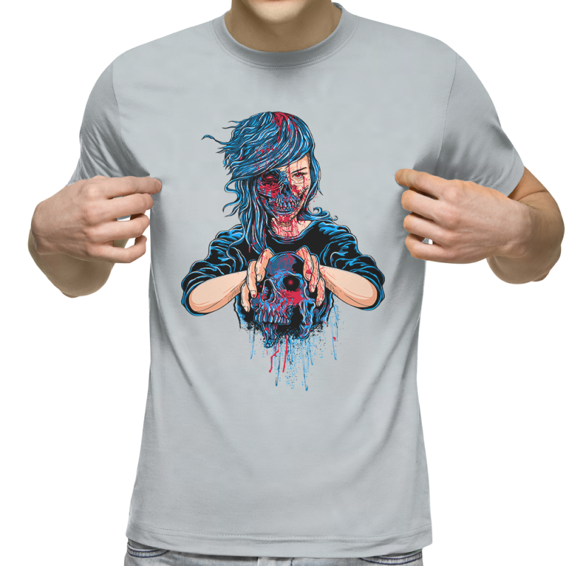 Футболка с принтом светло серая 