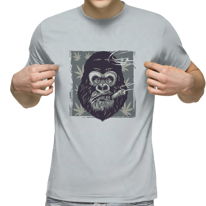 Футболка с принтом светло серая 