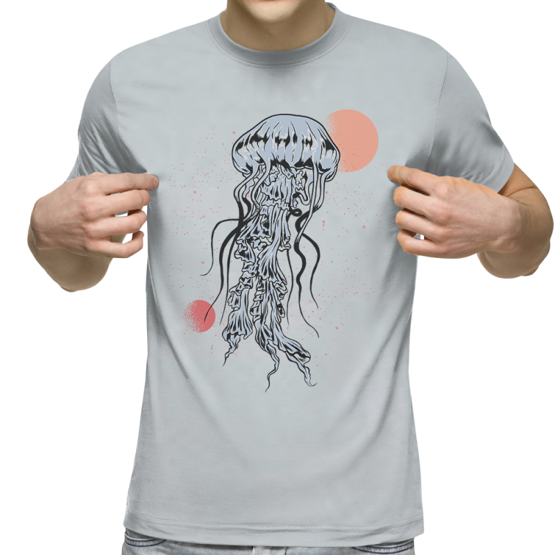 Футболка с принтом светло серая 