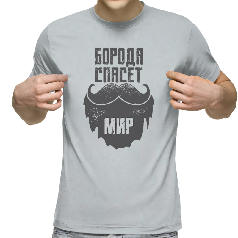 Футболка с принтом светло серая 