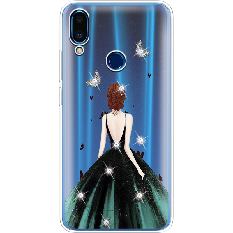 Чехол со стразами Meizu Note 9 Girl in the green dress