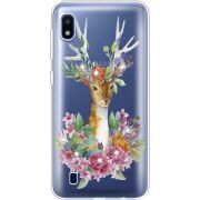Чехол со стразами Samsung A105 Galaxy A10 Deer with flowers