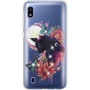 Чехол со стразами Samsung A105 Galaxy A10 Cat in Flowers