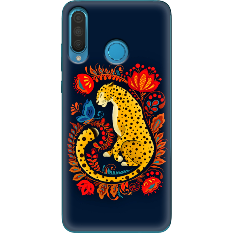 Чехол Uprint Huawei P30 Lite Petrykivka Leopard