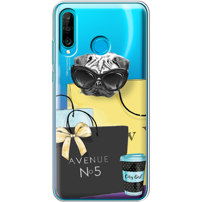 Прозрачный чехол Uprint Huawei P30 Lite Fashion Pug