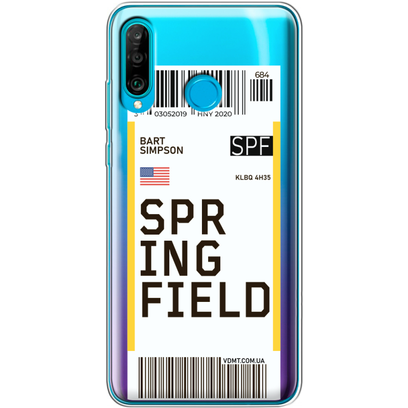 Прозрачный чехол Uprint Huawei P30 Lite Ticket Springfield