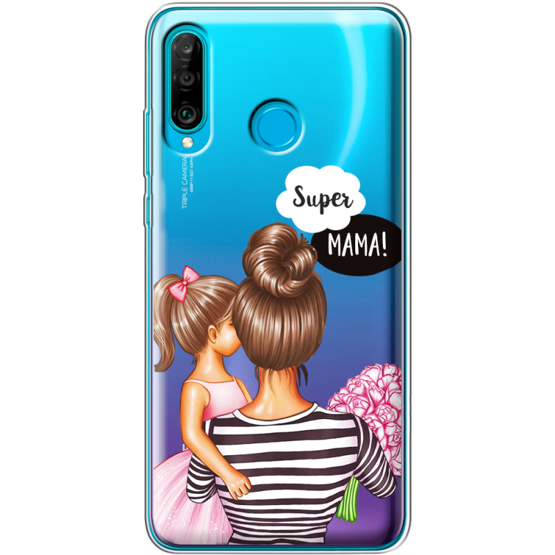 Прозрачный чехол Uprint Huawei P30 Lite Super Mama and Daughter