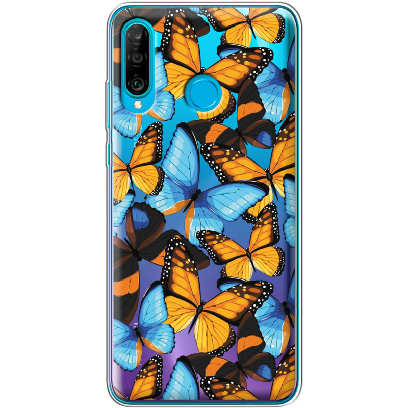 Прозрачный чехол Uprint Huawei P30 Lite Butterfly Morpho