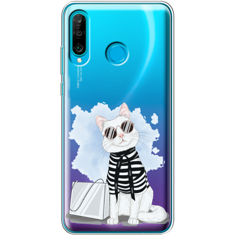 Прозрачный чехол Uprint Huawei P30 Lite Cat Style