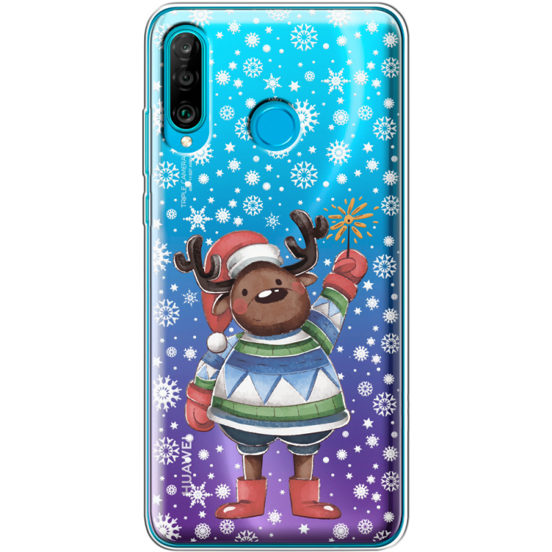 Прозрачный чехол Uprint Huawei P30 Lite Christmas Deer with Snow