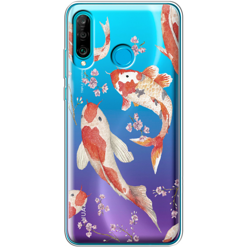 Прозрачный чехол Uprint Huawei P30 Lite Japanese Koi Fish