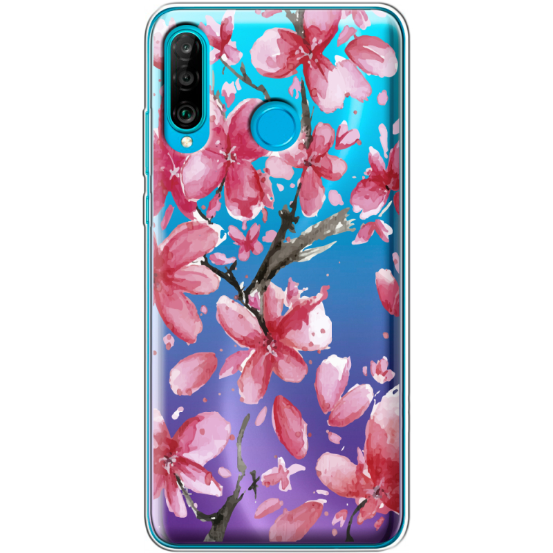 Прозрачный чехол Uprint Huawei P30 Lite Pink Magnolia