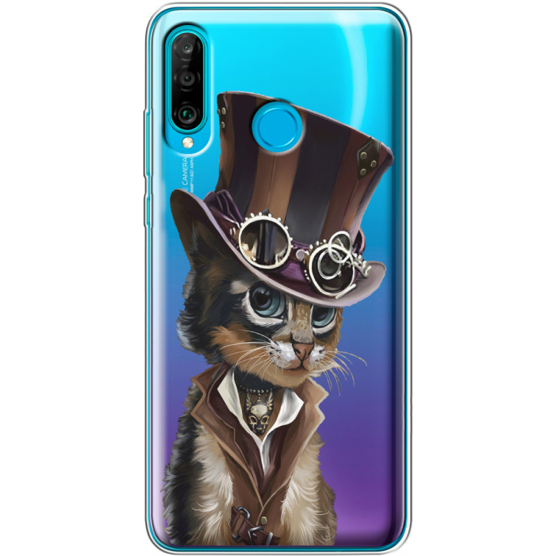 Прозрачный чехол Uprint Huawei P30 Lite Steampunk Cat