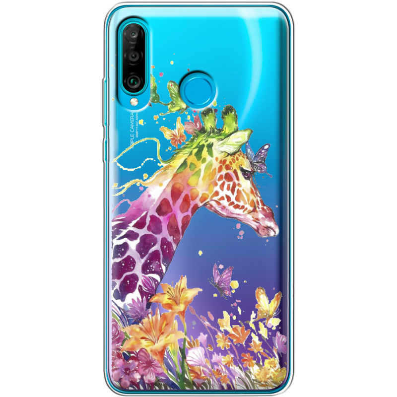 Прозрачный чехол Uprint Huawei P30 Lite Colorful Giraffe