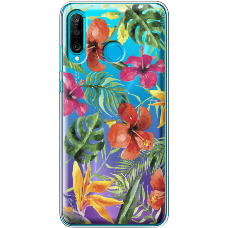 Прозрачный чехол Uprint Huawei P30 Lite Tropical Flowers