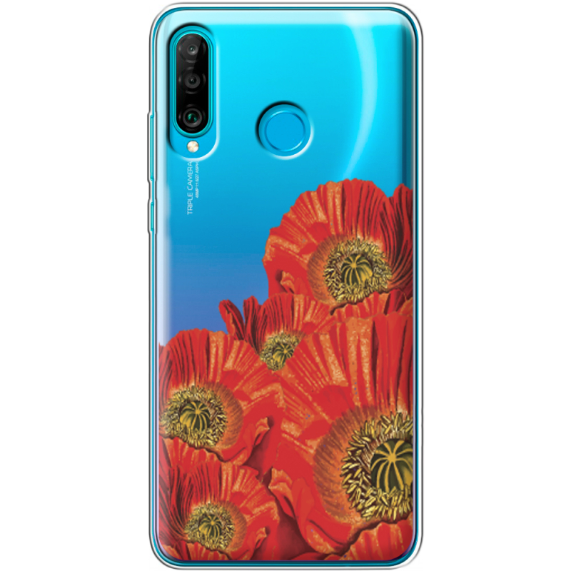 Прозрачный чехол Uprint Huawei P30 Lite Red Poppies