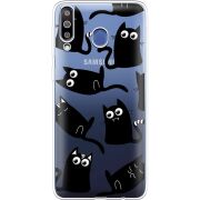 Прозрачный чехол Uprint Samsung M305 Galaxy M30 с 3D-глазками Black Kitty