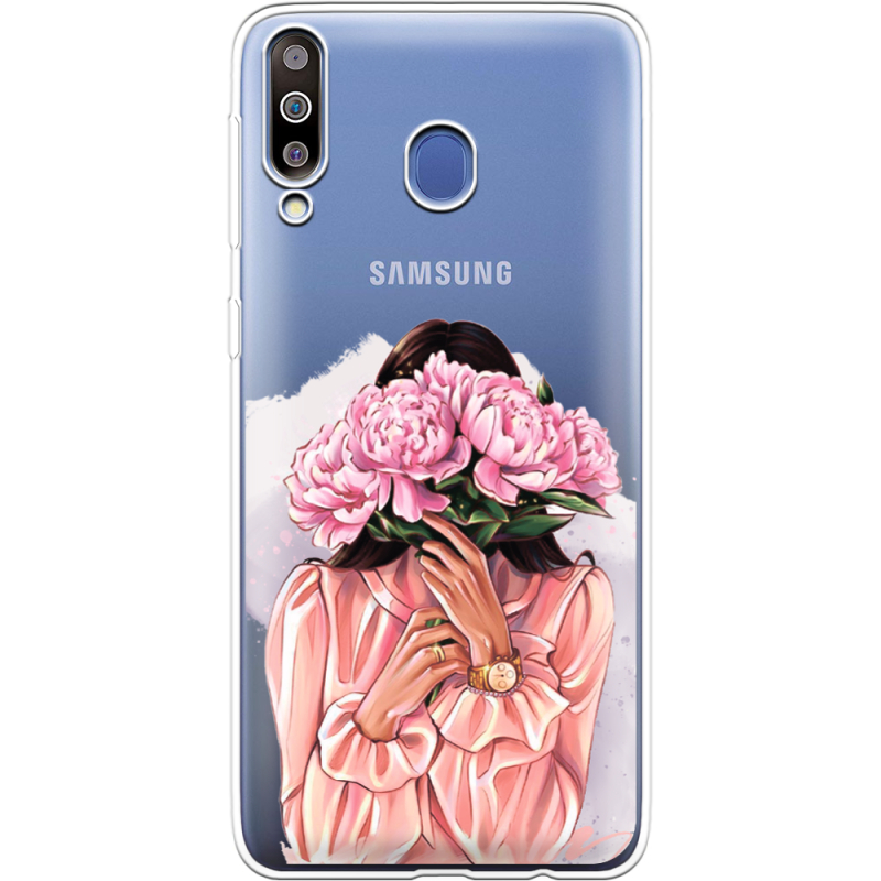Прозрачный чехол Uprint Samsung M305 Galaxy M30 Девушка с Пионами