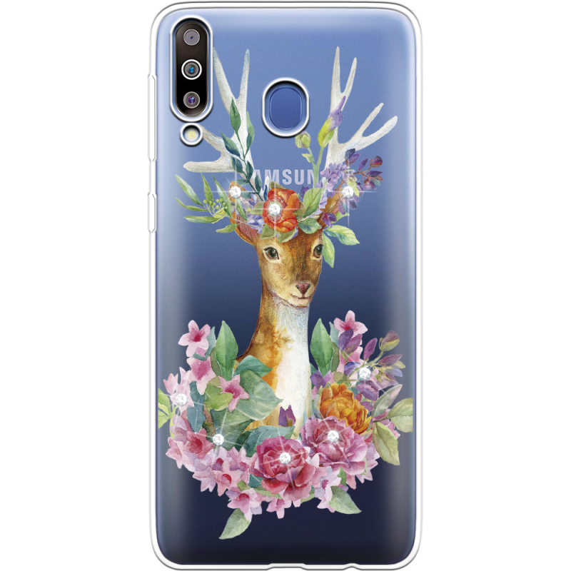 Чехол со стразами Samsung M305 Galaxy M30 Deer with flowers
