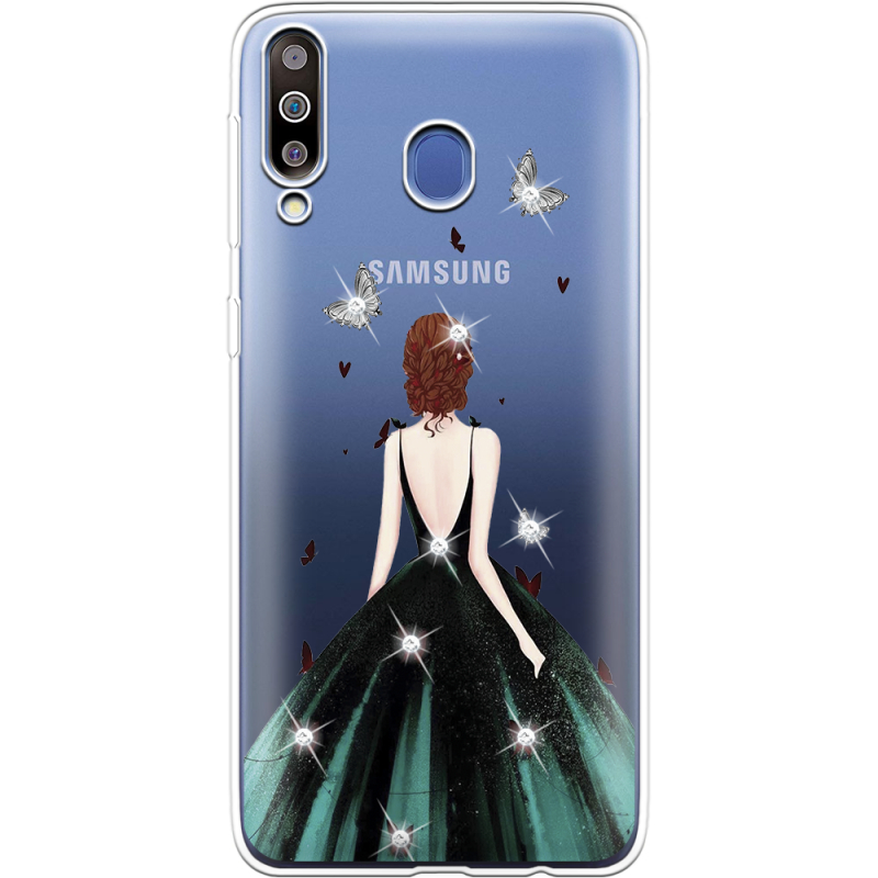 Чехол со стразами Samsung M305 Galaxy M30 Girl in the green dress