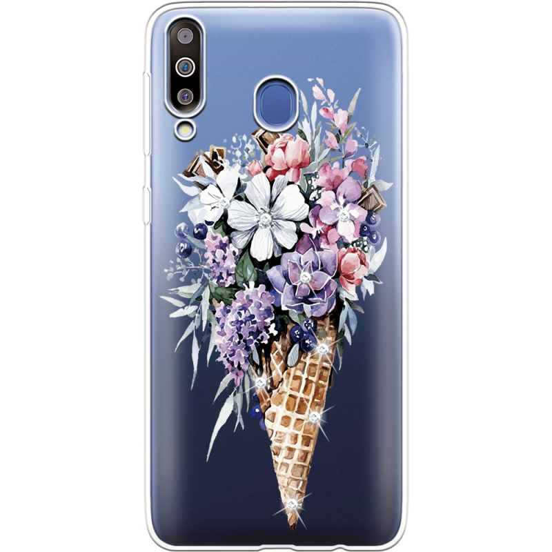 Чехол со стразами Samsung M305 Galaxy M30 Ice Cream Flowers