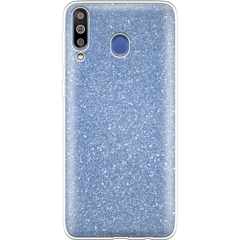Чехол с блёстками Samsung M305 Galaxy M30 Голубой