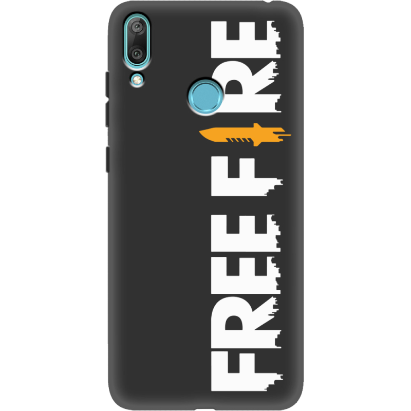 Черный чехол Uprint Huawei Y7 2019 Free Fire White Logo