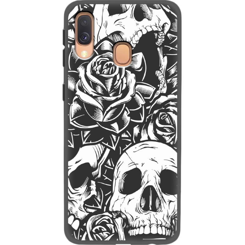 Черный чехол Uprint Samsung A405 Galaxy A40 Skull and Roses