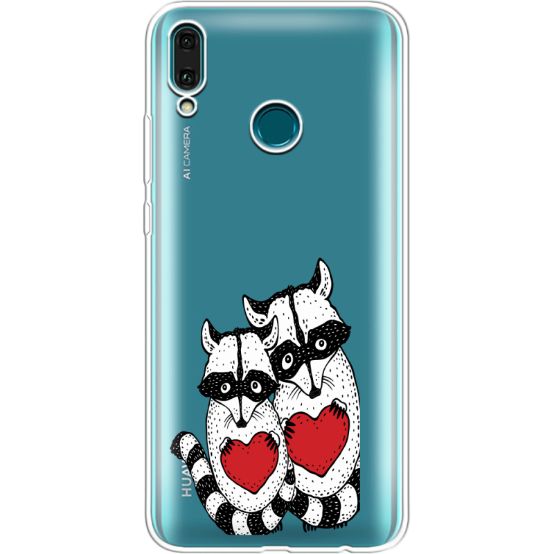Прозрачный чехол Uprint Huawei Y9 2019 Raccoons in love