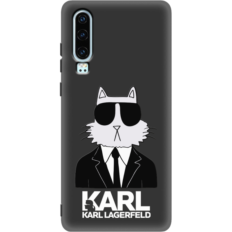 Черный чехол Uprint Huawei P30 Cat in Black