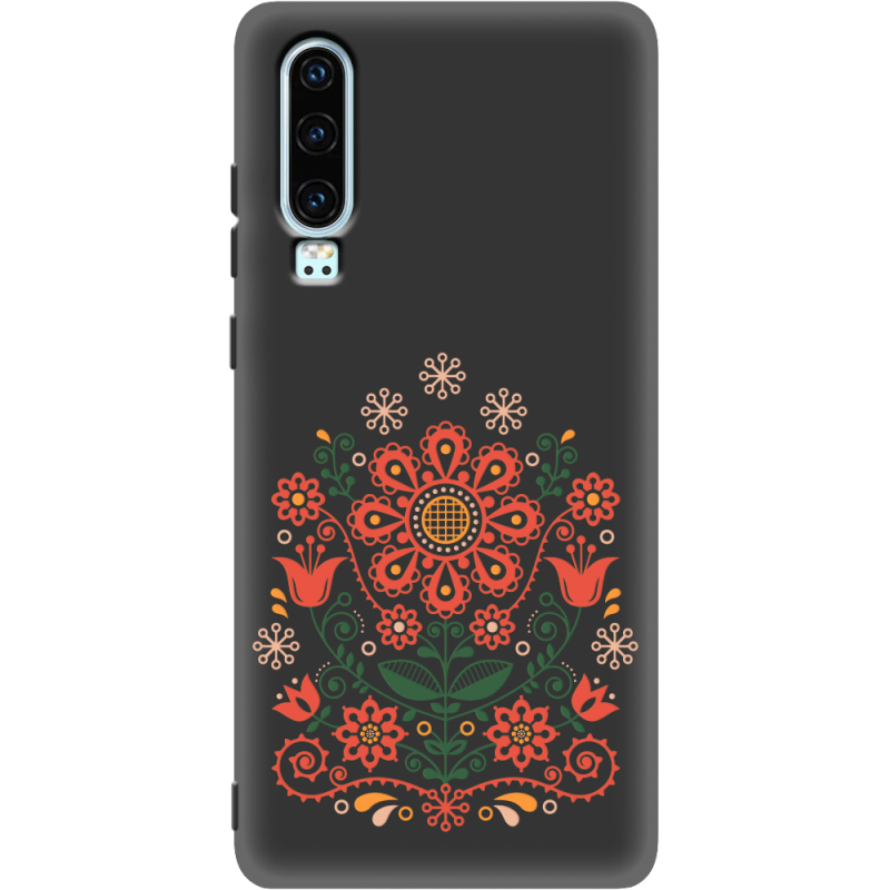 Черный чехол Uprint Huawei P30 Ukrainian Ornament