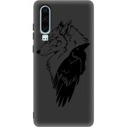 Черный чехол Uprint Huawei P30 Wolf and Raven