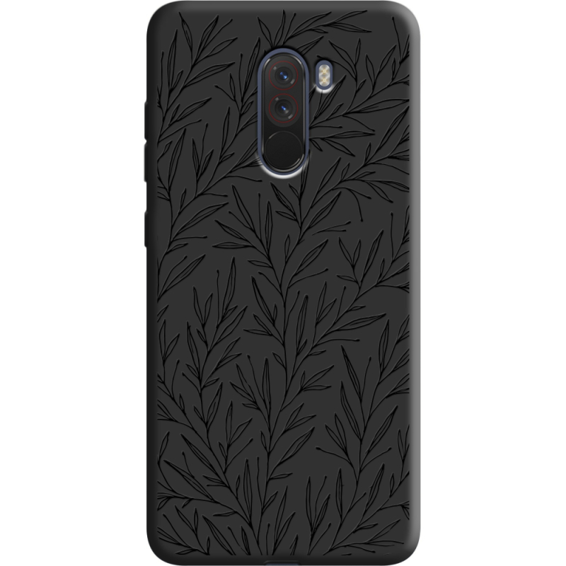 Черный чехол Uprint Xiaomi Pocophone F1 Leaves