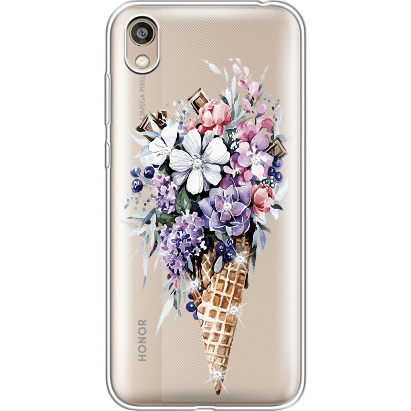 Чехол со стразами Honor 8S Ice Cream Flowers