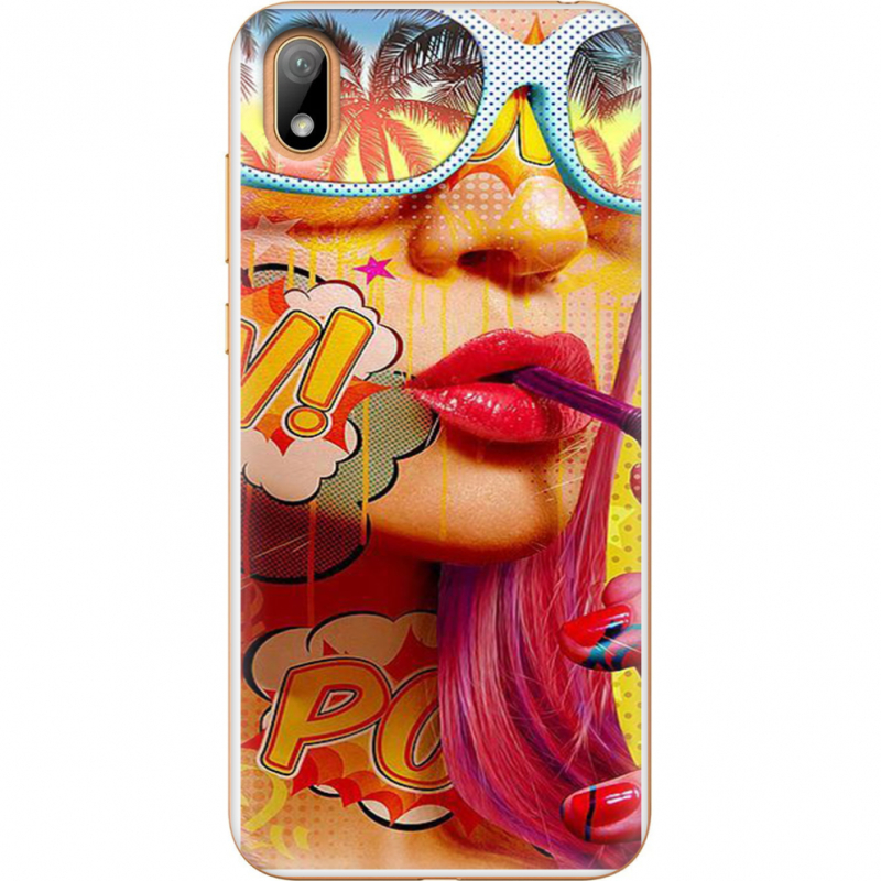 Чехол U-print Huawei Y5 2019 Yellow Girl Pop Art